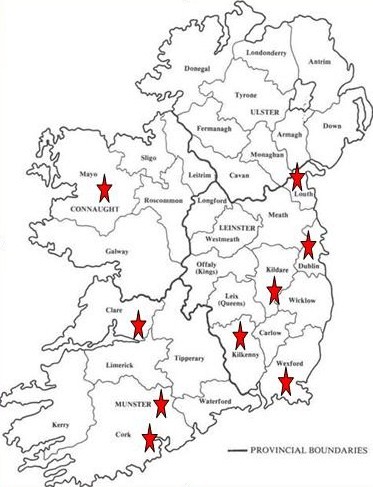 map of loacationd for family study